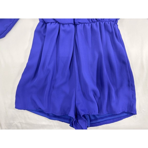 Charlotte Russe Romper Women’s Size XS Blue Jumper Bell Lace Long Sleeve Shorts - Picture 4 of 8